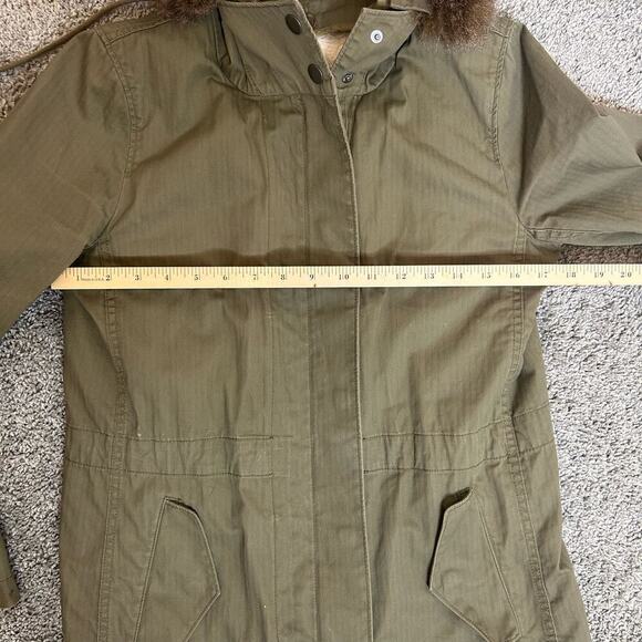 J.Crew Size XS Army Green Parka Fleece Lined Coat Cold - Picture 6 of 11